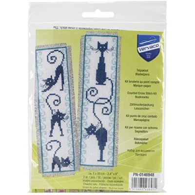 Afbeelding van Bladwijzer kit Vrolijke poezenbende set van 2 Vervaco PN 0146948