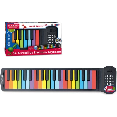 Afbeelding van Bontempi ColorKeys Roll Up Piano met 37 toetsen kleurrijke noten voor het leren en maken van melodieën vreugde