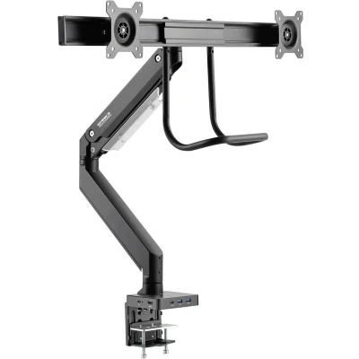 Afbeelding van SpeaKa Professional SP MM 820 2 voudig Monitor tafelbeugel 43,2 cm (17) 81,3 (32) Geïntegreerd dockingstation, Gasdruktechniek, Kantelbaar, Zwenkbaar