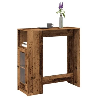 Image de vidaXL Table de bar avec étagères vieux bois d&#039;ingénierie854371