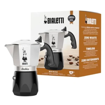 Afbeelding van Bialetti Brikka (r)Evolution Percolator 4 kops Zwart/ Aluminium