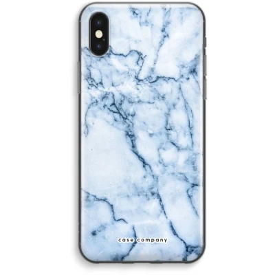 Afbeelding van Case Company® hoesje geschikt voor iPhone XS Max Blauw marmer Soft Cover Telefoonhoesje Bescherming aan alle Kanten en Schermrand