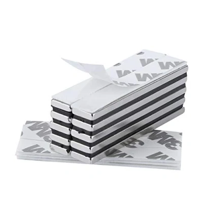 Afbeelding van Yizhet Set van 10 rechthoekige neodymium magneten N52 met dubbelzijdige lijm, sterke zeldzame aardmagneten voor koelkast, doe het zelf, bouw, wetenschap, kantoor, 60 x 3 mm