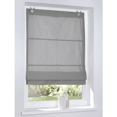 Afbeelding van Vouwgordijn met oogjes verlock strepen ondoorzichtig grijs breedte 60 x hoogte 140 cm