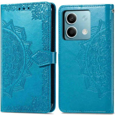 Afbeelding van iMoshion Hoesje Geschikt voor Xiaomi Redmi Note 13 (5G) Met Pasjeshouder Mandala Bookcase Turquoise