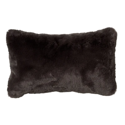 Afbeelding van Dutch Decor ZAYA Sierkussen 30x50 cm bontlook effen kleur Raven zwart Inclusief binnenkussen