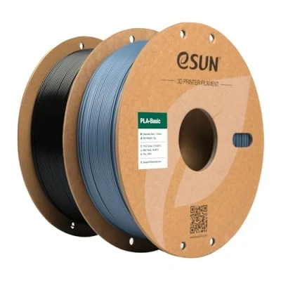Afbeelding van eSUN EPLA filament 1,75 mm, hoge snelheid, nauwkeurigheid +/ 0,05 1 kg per spoel, 2 spoelen voor 3D printers, grijs en zwart