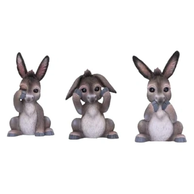 Afbeelding van Nemesis Now Drie ezels van wijsheid, 11 cm, hars, grijs, drietal ezelfiguren, dierproduct, gegoten de beste met hand beschilderd
