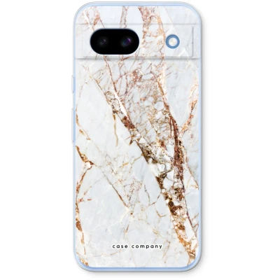 Afbeelding van Case Company® hoesje geschikt voor Google Pixel 8a Goud marmer Soft Cover Telefoonhoesje Bescherming aan alle Kanten en Schermrand