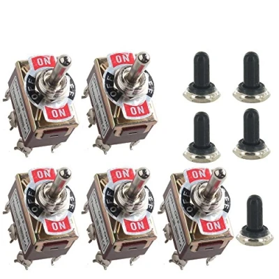 Afbeelding van Mintice Momentanés 5 stuks auto wipschakelaar 20 A 125 V 15 250 DPDT 6 pin aan/uit metaal waterdicht