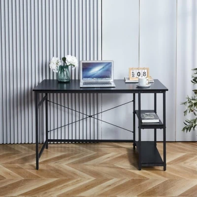 Afbeelding van Lina Computertafel Met 2 Schappen Zwart