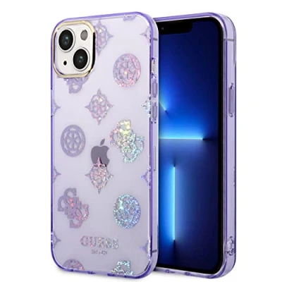 Afbeelding van CG MOBILE Guess Telefoonhoesje voor iPhone 14 Plus in lila IML Case, anti kras PC/TPU, comfortabel en duurzaam, harde hoes met toegankelijke poorten, schokdemping signatuur logo