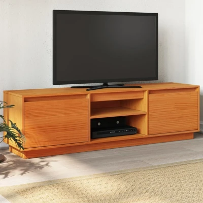 Afbeelding van Tv meubel 140x35x40 cm massief grenenhout wasbruin