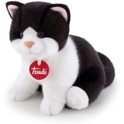 Afbeelding van Trudi Classic knuffel Poes Kat Brad 22 cm Hoge kwaliteit pluche Knuffeldier voor jongens en meisjes Wit Zwart 16x19x22 maat S