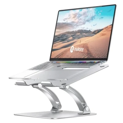Afbeelding van Nulaxy Ergonomische laptopstandaard, verstelbare hoogtehoek met ventilatierooster, compatibel laptops van 10 tot 17 inch kg, zilver
