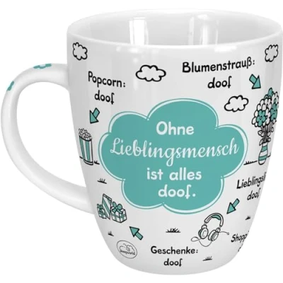 Afbeelding van Sheepworld 46508 Tasse Ohne Lieblingsmensch ist alles doof, Wolke, 45 cl, Blau, Geschenktasse
