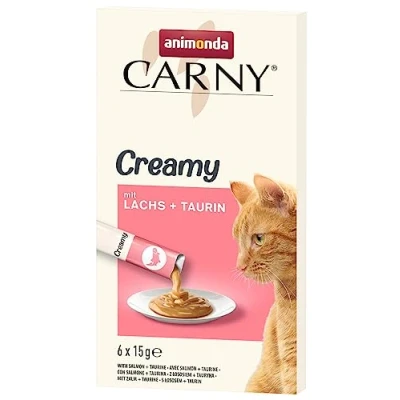 Afbeelding van 6x15g Creamy Zalm + Taurine animonda Carny Kattensnacks
