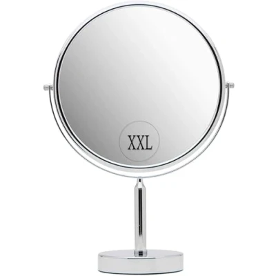 Afbeelding van XXL ronde make up spiegel/make spiegel, 3 vakken, tafelspiegel, dubbelzijdig x / 1 vergrotingsspiegel voor de badkamer, 28 cm (make spiegel)