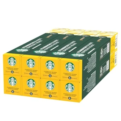 Image de STARBUCKS Blonde Espresso Roast by Nespresso, Torréfaction Blonde, Capsules de Café 8 x 10 (80 Capsules)