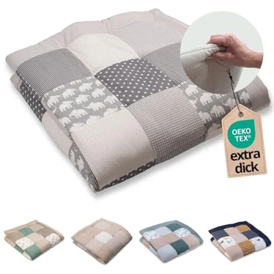 Afbeelding van ULLENBOOM ® kruipdeken l speeldeken in de maten 140x140 cm, ideaal speelkleed voor box I grijze sterretjes