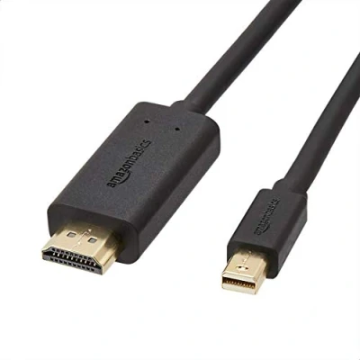 Afbeelding van Amazon Basics Mini DisplayPort naar HDMI kabel met vergulde stekkers, helder, digitaal audiosignaal en Full HD resolutie, 1,83 m