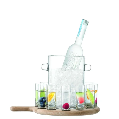 Afbeelding van L.S.A. Paddle Wodka Set met Serveerplank en Ijsemmer van 13 Stuks Transparent / Glass
