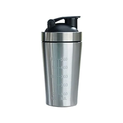 Afbeelding van Eiwitshaker van roestvrij staal 500/739 ml, gemakkelijk mee te nemen, roestvrijstalen eiwitshaker, fitness shaker