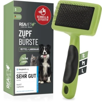 Afbeelding van ReaVET Langharige honden en kattenborstel Voor katten kleine rassen (S) Verwijdert zacht ondervacht, knopen klitten, huisdierborstel