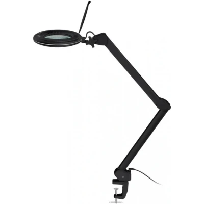 Afbeelding van Goobay LED klemloeplamp, 10 W, zwart 800 lm, helderheid en lichtkleur instelbaar, 127 mm glazen lens, 1,75x vergroting, 3 dioptrieën