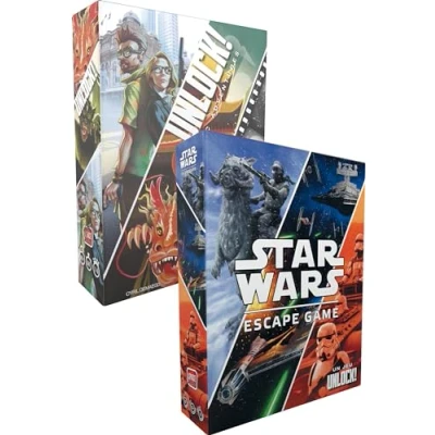 Afbeelding van ASMODEE Space Cowboys Unlock! Bundle Epic Adventures + Star Wars Unbox Now Escape Game spellen voor kinderen en volwassenen kaartspellen vanaf 10 jaar gratis app Franse versie
