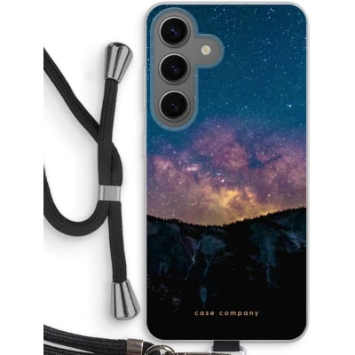 Afbeelding van Case Company® hoesje met Koord geschikt voor Samsung Galaxy S24 Travel to space Telefoonhoesje Zwart Bescherming aan alle Kanten en Over de Schermrand