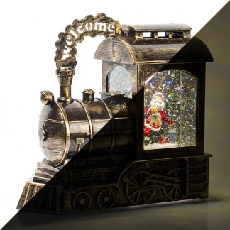 Afbeelding van Kerstlantaarn trein met kerstman Lumineo 23 cm (LED, Batterijen)