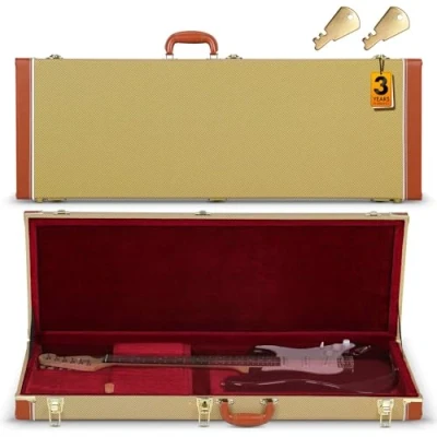 Afbeelding van CAHAYA Elektrische gitaar harde koffer hoes draagbare vierkante hardshell hoes, geel en bordeaux,