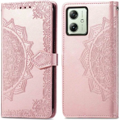 Afbeelding van iMoshion Hoesje Geschikt voor Motorola Moto G54 Met Pasjeshouder Mandala Bookcase rosé goud