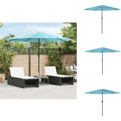 Afbeelding van vidaXL Parasol met stalen paal 324x324x247 cm blauw