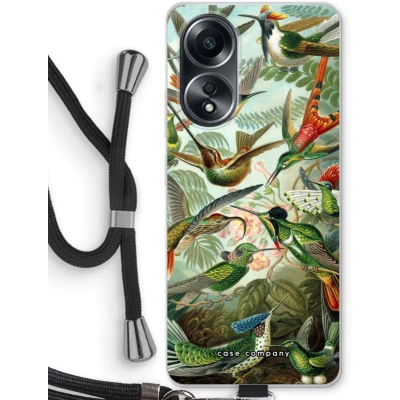 Afbeelding van Case Company® hoesje met Koord geschikt voor Oppo A58 4G Haeckel Trochilidae Telefoonhoesje Zwart Bescherming aan alle Kanten en Over de Schermrand