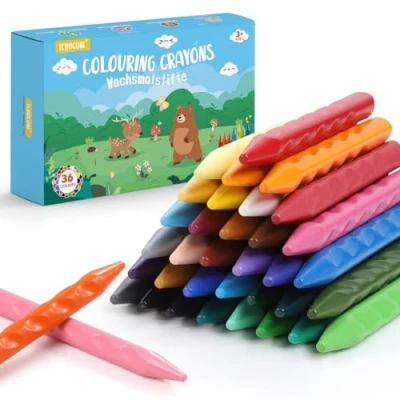 Afbeelding van ECHOCUBE Driehoekige potloden voor peuters, 36 wasbare potloden, kinderen vanaf 3 jaar, niet giftige waskrijtset kunst en knutselaccessoires