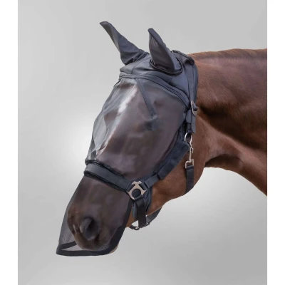 Afbeelding van Waldhausen PREMIUM vliegenmasker, met oor en neusbescherming Cob Zwart