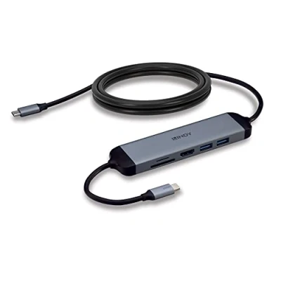 Afbeelding van Lindy USB 3.2 Type C Laptop Micro Dock (USB C, 2 Havens), Docking station + hub, Zwart, Grijs