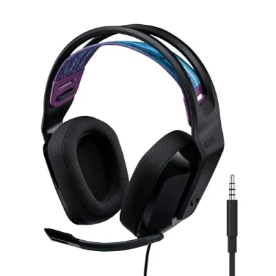 Afbeelding van Logitech G 335 gaming hoofdtelefoon, bekabeld, met microfoon, 3,5 mm audio aansluiting, hoofdtelefoon van traagschuim, licht, compatibel pc, PlayStation, Xbox, Nintendo Switch, zwart