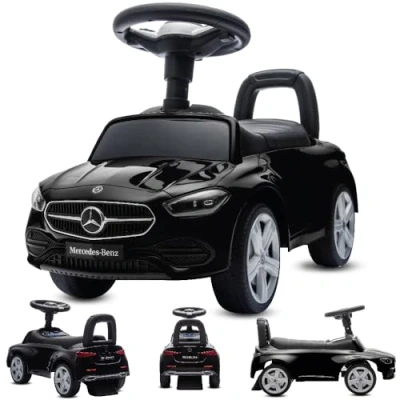 Afbeelding van sun baby Mercedes C Class duwauto vanaf 12 maanden met audiostuur, opbergvak, kantelbeveiliging (zwart)