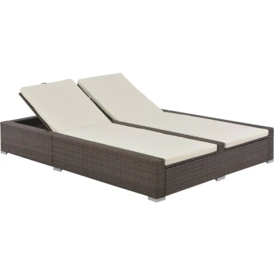Afbeelding van Ligbed tweepersoons poly rattan bruin
