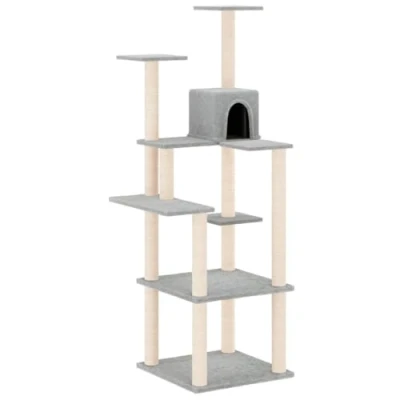 Afbeelding van vidaXL Kattenmeubel met sisal krabpalen 153 cm lichtgrijs