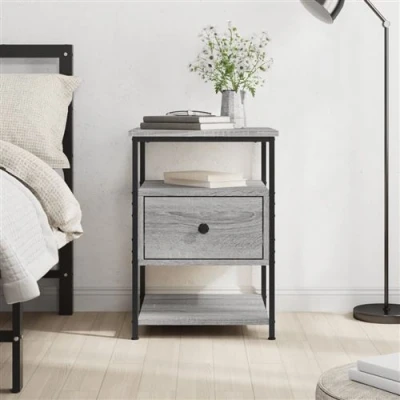Afbeelding van vidaXL Table de Chevet, Armoire Nuit avec Pieds Réglables, Lit Rangement, Chambre, Moderne, Sonoma Gris Bois d&#039;Ingénierie