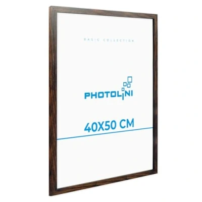 Afbeelding van PHOTOLINI fotolijst 40 x 50 cm, MDF hout, donker eiken, voor posters en posters, onbreekbaar acrylglas, wanddecoratie om op te hangen, met extra accessoires