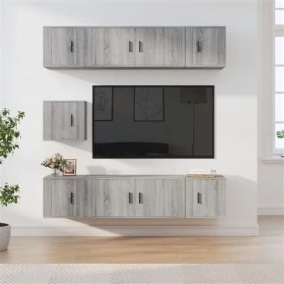 Afbeelding van vidaXL 7 delige Tv meubelset bewerkt hout grijs sonoma eikenkleurig