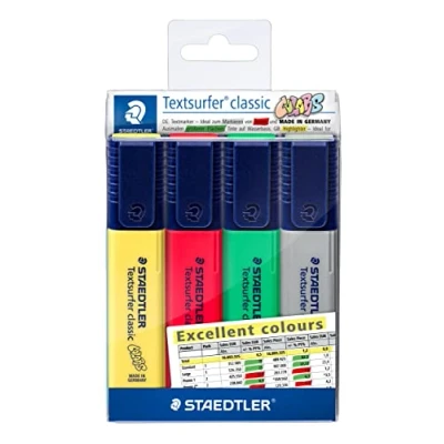 Afbeelding van STAEDTLER 364 CWP4 X Textsurfer Classic markeerstiften, verschillende kleuren, 4 stuks