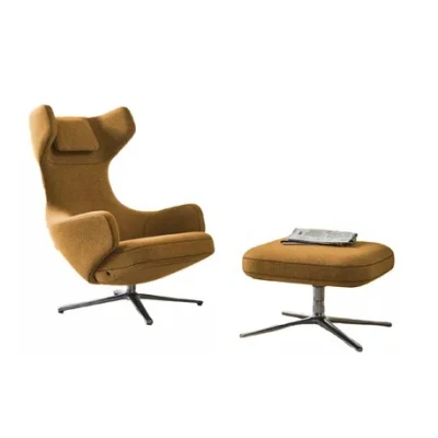 Afbeelding van Vitra Grand Repos fauteuil + ottoman Cosy 2 Canola Berden wonen &amp; slapen
