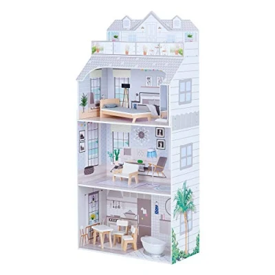 Afbeelding van Teamson Kids 3 Lagen Poppenhuis Voor 12&quot; Poppen Accessoires Kinderspeelgoed