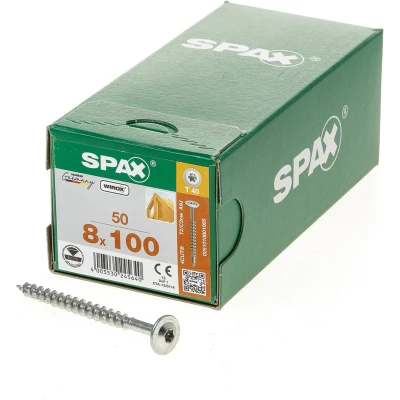 Afbeelding van SPAX 251010801005 Houtschroef 8 mm 100 Torx, Binnen T Staal Galvanisch verzinkt 50 stuk(s)